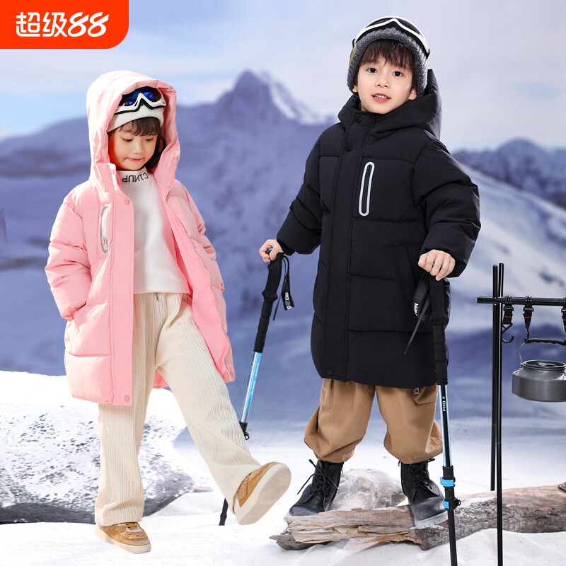 2025新款儿童羽绒棉服中长款女童加厚过膝男童外套中大童棉服A256