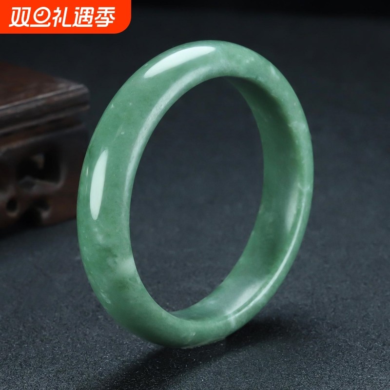 天然正品玉手镯飘花深绿浅绿翡翠色玉手镯贵州翠手镯旺夫真玉送礼