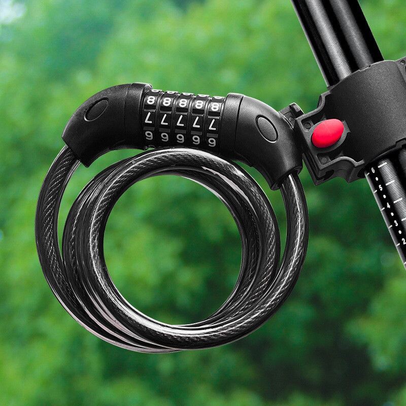山地自行车锁电动电瓶车密码锁单车轻便防盗锁头钢缆锁自行车配件