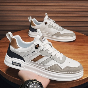 意尔康男鞋2025新款潮牌百搭皮面休闲板鞋男士百搭运动小白潮鞋男
