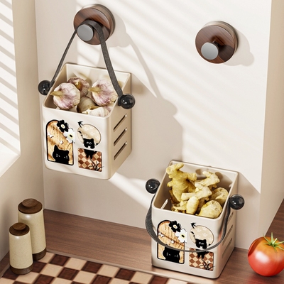 吸盘葱姜蒜收纳盒厨房免