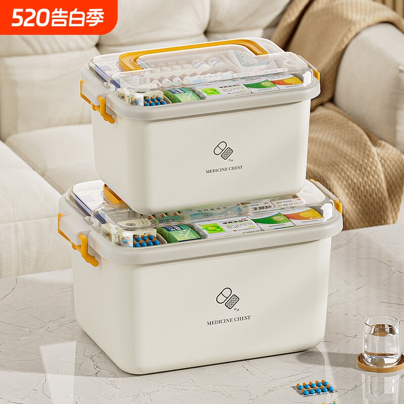 手提医药箱家用多功能药箱小型急救箱药品收纳盒大号医疗箱子带盖
