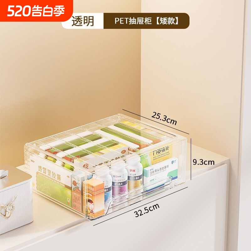 医药箱家庭版一整套药品收纳盒高颜值家用抽屉式透明急救箱超大号