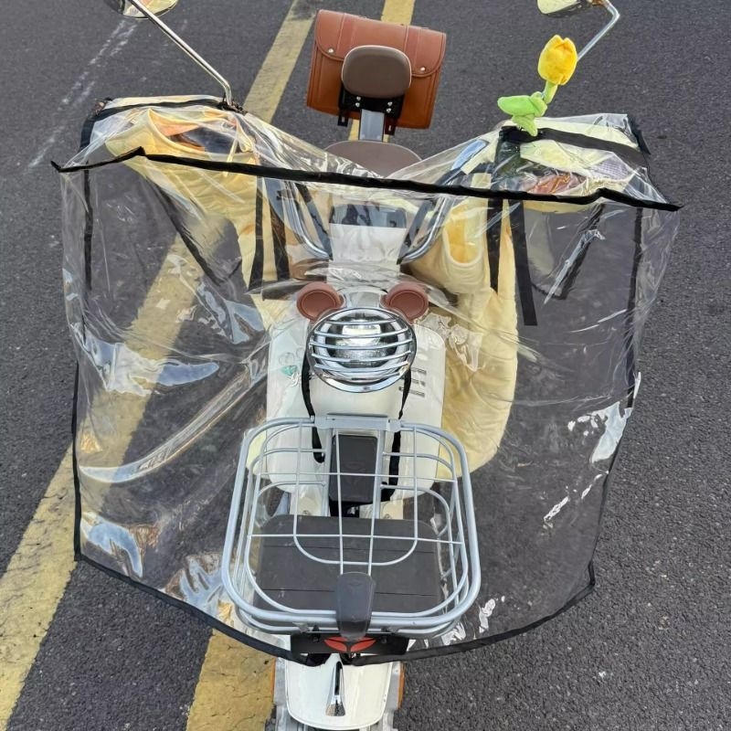 电动车挡风被防雨罩夏季防晒防水车衣加厚透明电瓶车斗篷四季通用