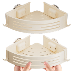 吸盘卫浴置物架免打孔浴室壁挂三角卫生间厕所收纳上墙挂钩太空铝