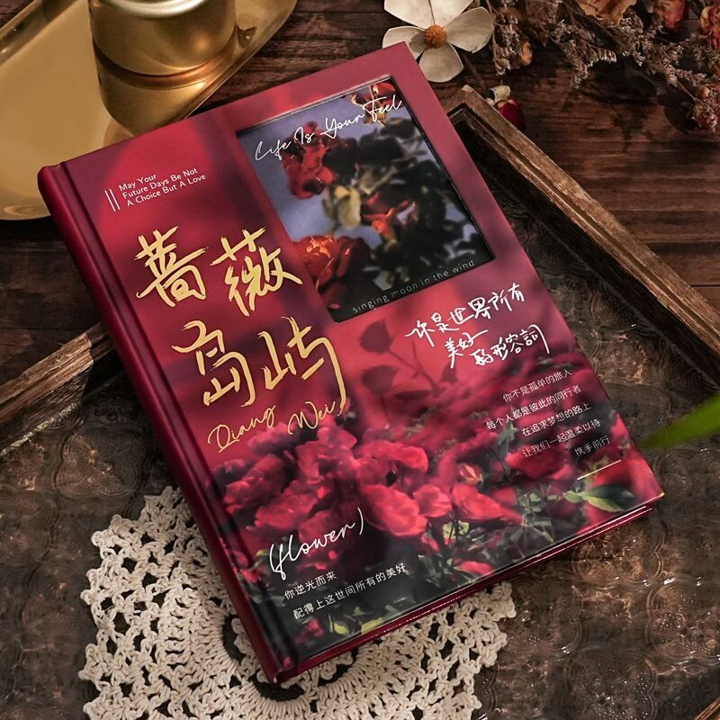 笔记本高颜值ins蔷薇岛屿文艺复古精装横线本简约学生摘抄日记本