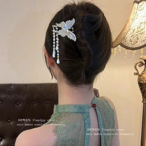 高级感珍珠U型发簪女2025新款后脑勺盘发簪子古风新中式发钗头饰