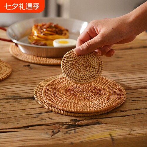 越南秋藤隔热垫古法手工编织