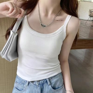小吊带背心女内搭新款夏季打底外穿时尚性感上衣白色黑色螺纹灰色