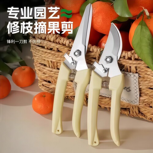 修枝剪直弯头剪刀摘果剪弹簧园艺剪子工具剪树枝花艺修剪花枝盆栽