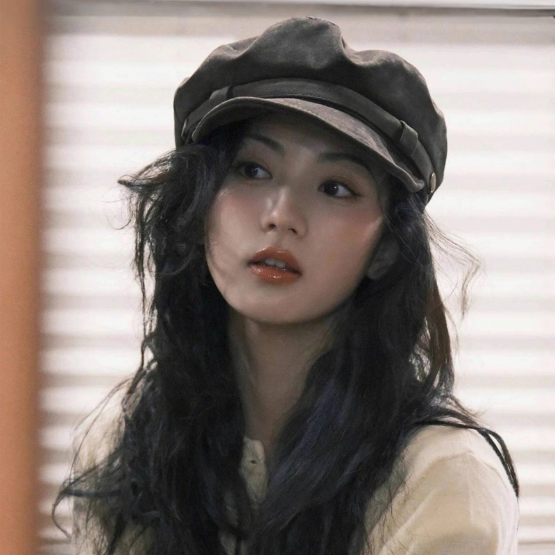 2025新款棕咖色麂皮绒贝雷帽子女款秋冬季英伦风画家帽保暖八角帽