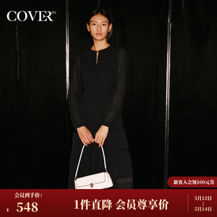 蛋糕裙 COVER秋季 压褶宽松收腰泡泡袖