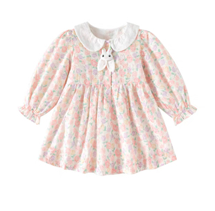 女童连衣裙秋季洋气时髦韩国童装女宝宝碎花小女孩公主裙周岁礼服