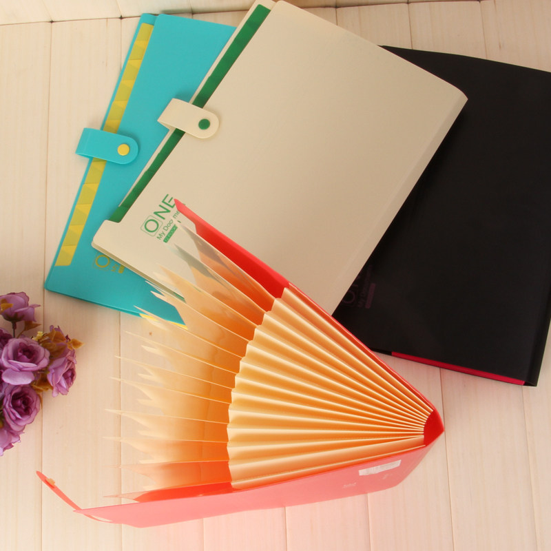 康百按扣文件夹多层学生用a4风琴包试卷夹文件袋票据夹收纳资料包