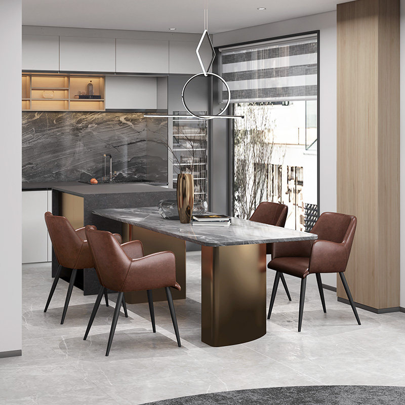 进口油蜡牛皮真皮餐椅休闲椅家用扶手靠背座椅餐厅桌轻奢椅子531