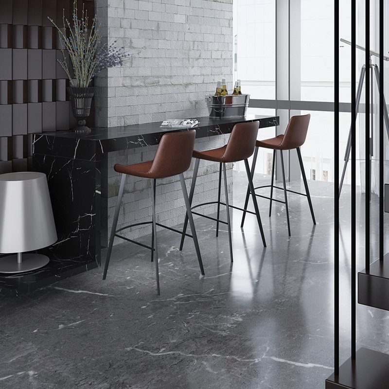 和顿真皮吧台椅 进口牛皮高脚椅吧凳 北欧风现代简约轻奢酒吧椅子