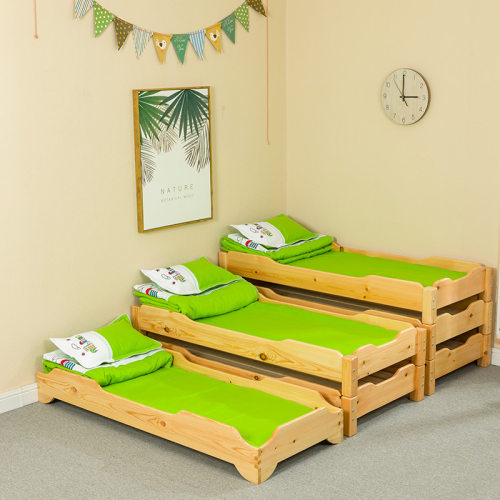 幼儿园实木叠叠床四层推拉床上下铺儿童托管午休午睡松木单人小床