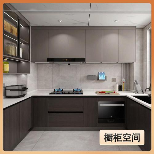 橱柜整体橱房橱柜石英石一体台面灶台家用橱房橱柜