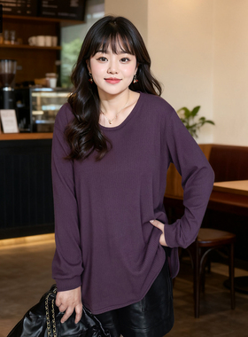 甜觅特大码女装冬装胖mm300斤时尚中长款宽松保暖磨毛加厚针织衫