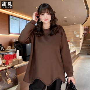 胖mm300斤休闲百搭宽松中长款 2025秋装 空气棉卫衣 女装 甜觅特大码