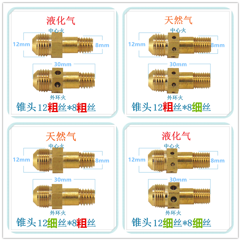 适合万家乐燃气灶配件喷嘴铜气嘴改气源液化气天然气人工煤气沼气-封面