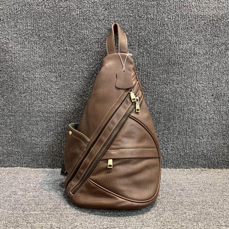 胸包软牛皮真皮胸包韩版百搭头层牛皮男女通用简约单肩双肩包