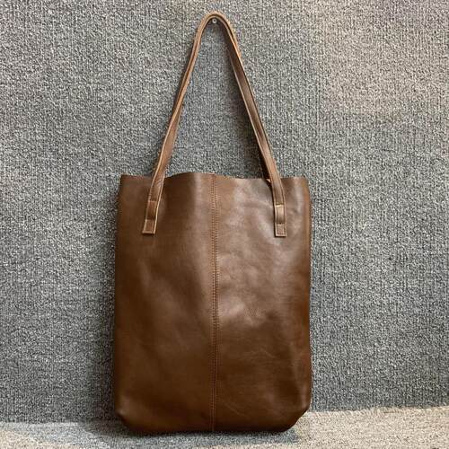 梦嘉丽头层牛皮手提腋下购物袋女