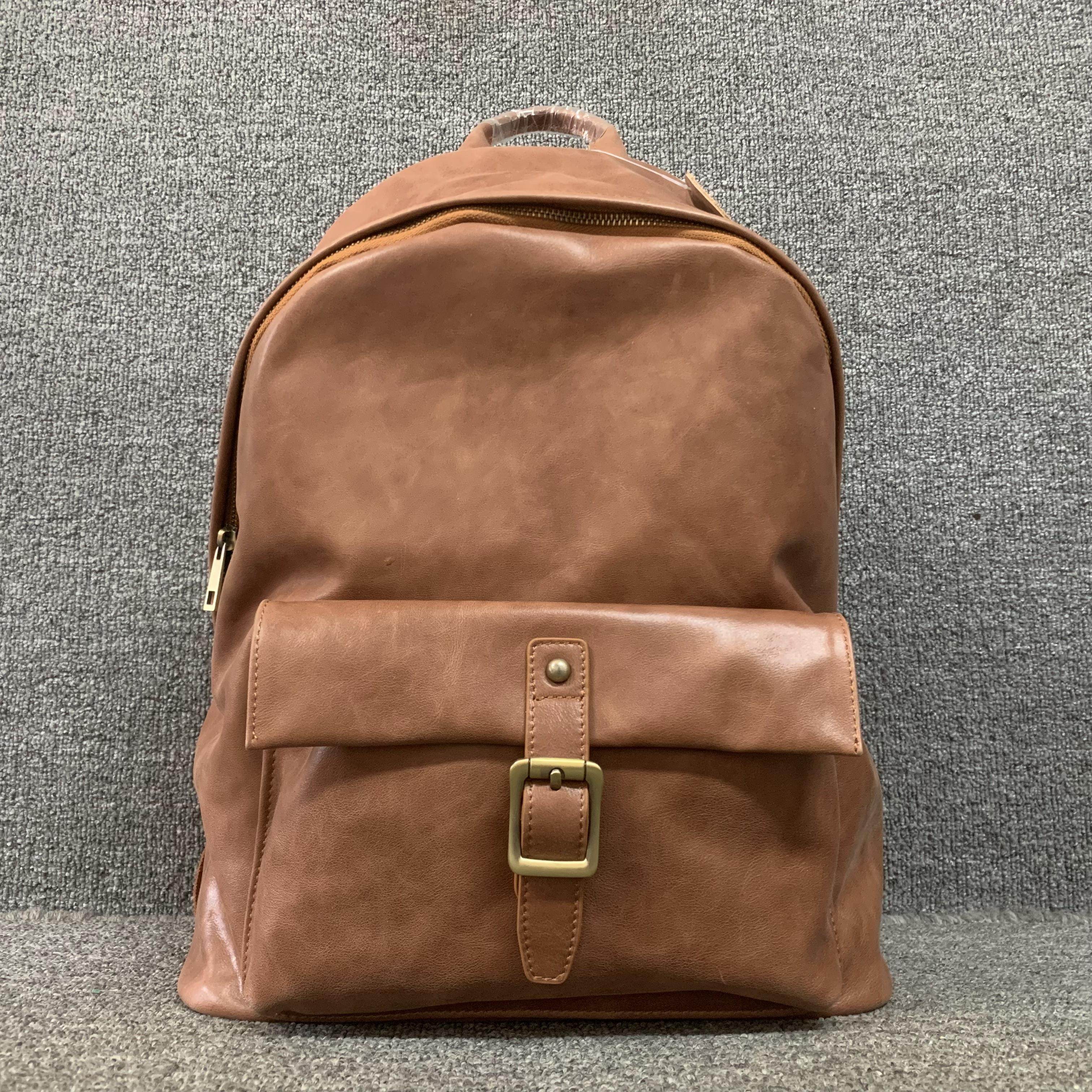 大厂代工~~质感好皮质软头层牛皮男女通用大容量双肩背包电脑背包