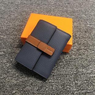 钱包女款尾货处理真皮钱包韩版百搭头层牛皮女撞色短款手拿零钱包