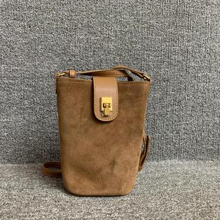 女包小包真皮韩版百搭时尚磨砂牛皮女单肩锁扣小水桶包化妆手机包