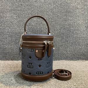 梦嘉丽头层牛皮撞色小水桶包