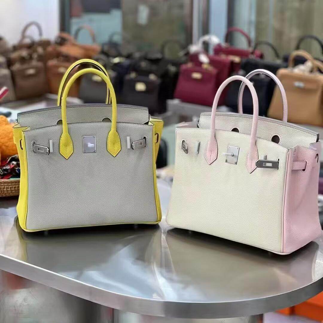 高级质感新品真皮女包韩版百搭撞色头层牛皮女手提单肩锁扣铂金包