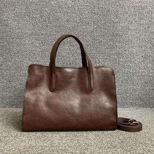 复古新品真皮女包韩版百搭时尚头层植鞣牛皮女手提单肩简约托特包