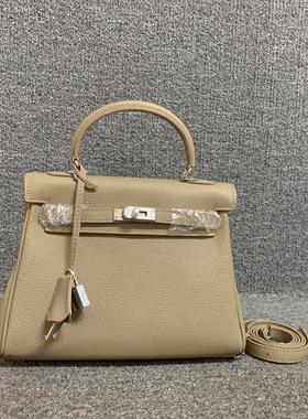 小众新品真皮女包韩版百搭头层牛皮女手提单肩锁扣气质晚宴凯利包