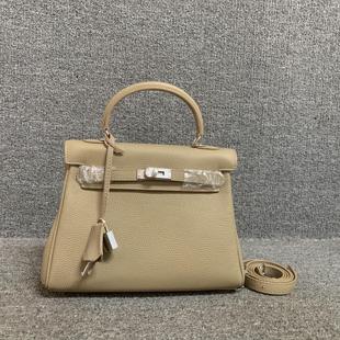 小众新品真皮女包韩版百搭头层牛皮女手提单肩锁扣气质晚宴凯利包