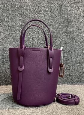 女包小众设新品真皮女包夏季百搭紫色头层牛皮女手提单肩水桶包