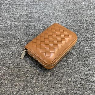 卡包女新品真皮卡包韩版百搭时尚羊皮编织男女通用银行卡包