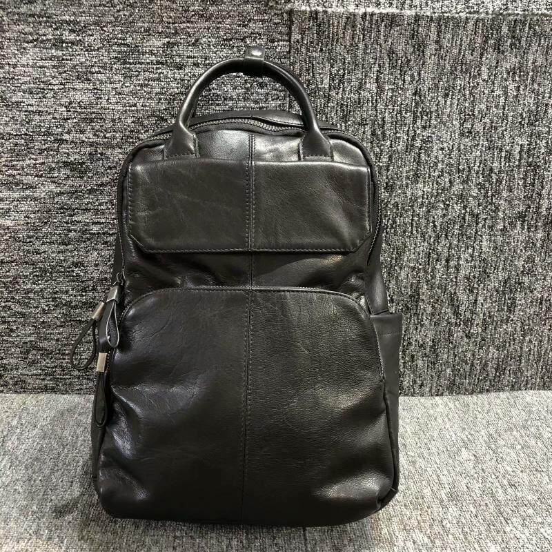 真皮背包原创新款韩版时尚百搭头层牛皮男女通用款大容量简约背包