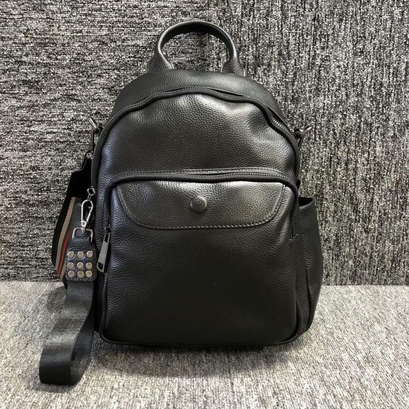 真皮背包韩版百搭时尚头层软牛皮男女通用双肩背包简约潮背包纯皮