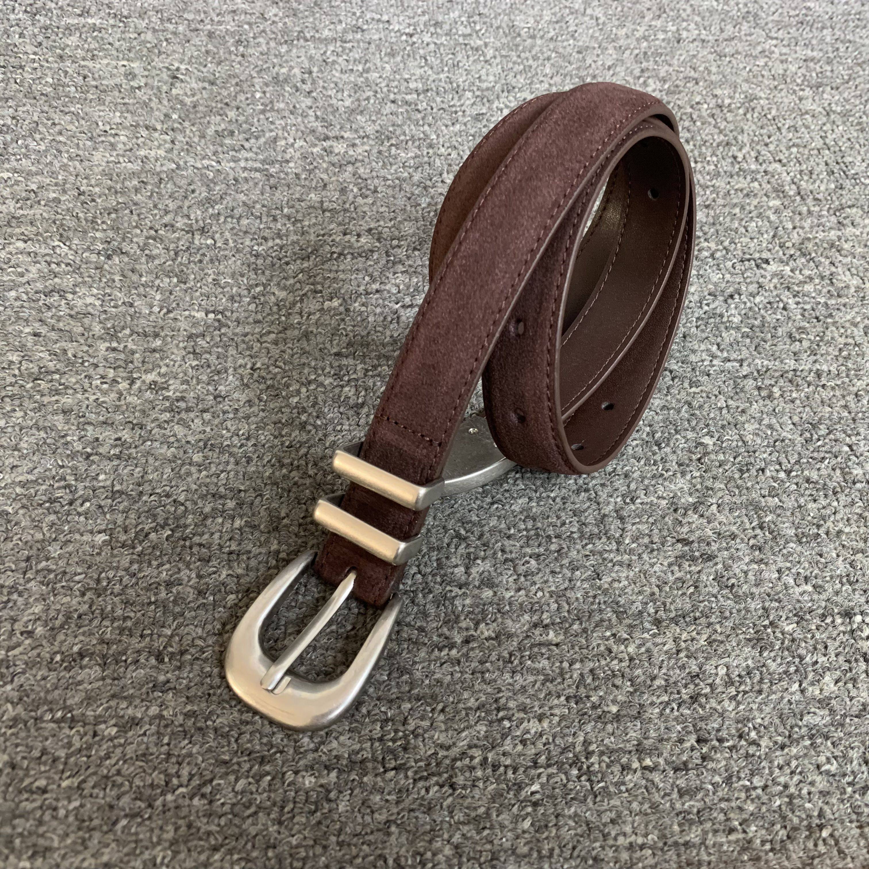 梦嘉丽磨砂牛皮针扣皮带女