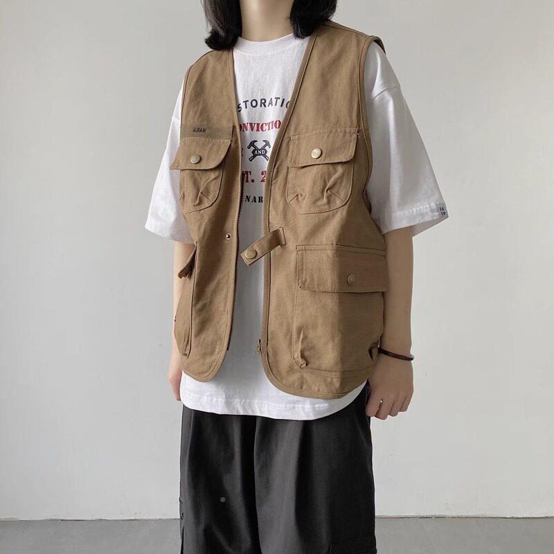 摄影印马甲定制字图刺绣loXIDgo愿者作服多口袋订工工衣广告衫志