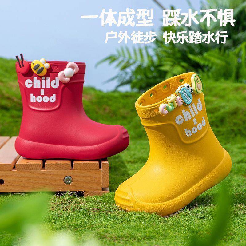 儿童雨女童水鞋宝宝卡胶通防滑男鞋多靴巴胺孩FMT幼儿小孩软底雨