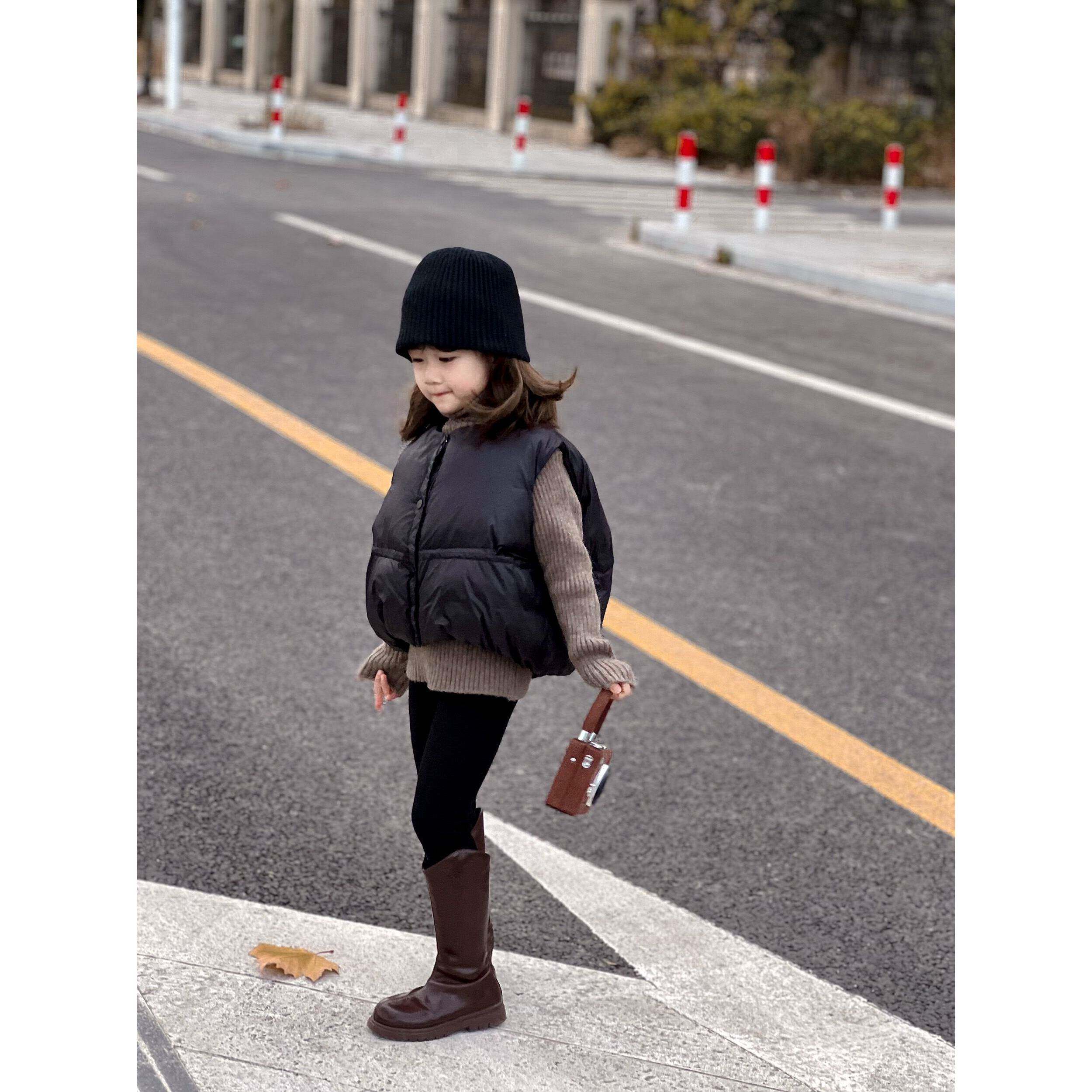 潮吉可韩版儿小童马甲冬季新款男21356女小童松童棉背心宝宝坎肩