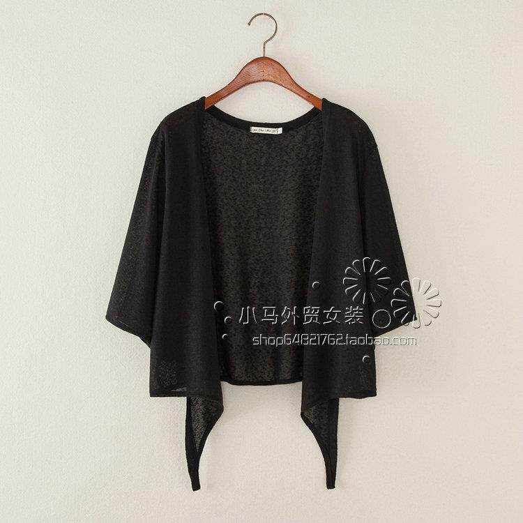 2带025夏季韩版小披肩短宽大尺码开衫女薄款中袖外套空调WEY衫系