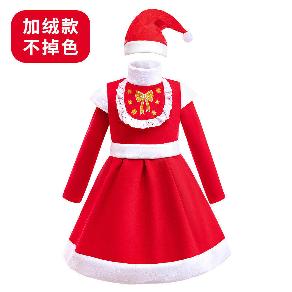 圣诞节儿童麋鹿连衣裙学校活动裙子幼儿园女童圣诞老人扮演cos服
