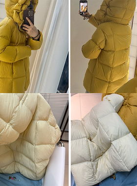 巧X。280g。加厚中长连帽90白鸭绒羽绒服MR