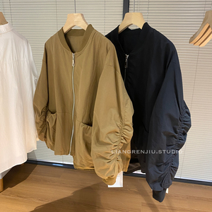 别致显瘦好穿。密度斜纹棉。棒球领。宽松设计感春秋外套6002