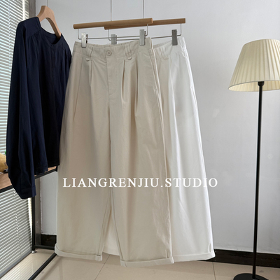 高腰直筒纯色百搭显瘦休闲裤
