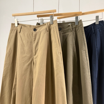 高腰直筒纯色百搭休闲裤