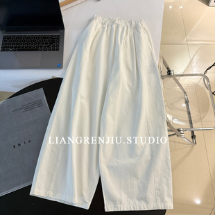 非常显瘦 怎么搭配都挺不错2509CR 宽松白色休闲裤